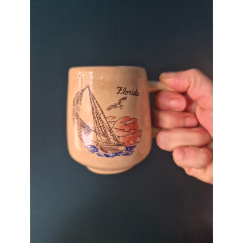 Vintage Niagara Falls Canada & Florida Souvenir Mug Set Crackle Glaze Ceramic - Picture 5 of 5